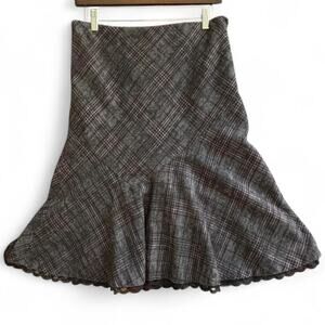 Express Wool Blend Plaid Flounce Skirt – Size 6